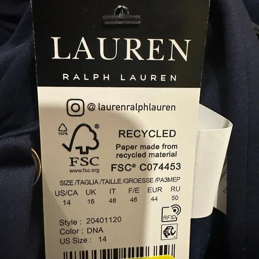 Lauren Ralph Lauren Women's Toggle Trim Tankini Top Dark Navy Swimwear
